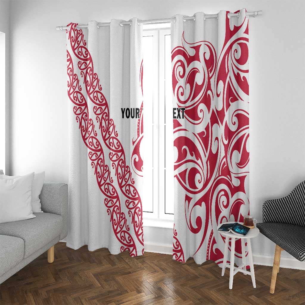 All White Maori Tribal Tattoo Personalised Window Curtain Classic Red Polynesian Style - Polynesian Pride