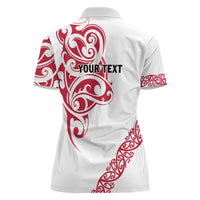All White Maori Tribal Tattoo Personalised Women Polo Shirt Classic Red Polynesian Style - Polynesian Pride