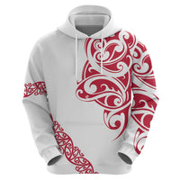 All White Maori Tribal Tattoo Personalised Zip Hoodie Classic Red Polynesian Style - Polynesian Pride