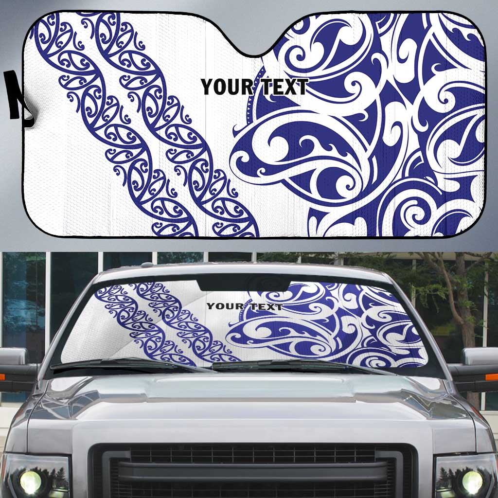 All White Maori Tribal Tattoo Personalised Auto Sun Shade Dark Blue Polynesian Style - Polynesian Pride