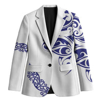 All White Maori Tribal Tattoo Personalised Blazer Dark Blue Polynesian Style - Polynesian Pride
