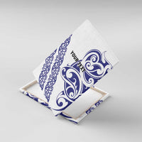 All White Maori Tribal Tattoo Personalised Canvas Wall Art Dark Blue Polynesian Style - Polynesian Pride