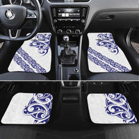 All White Maori Tribal Tattoo Personalised Car Mats Dark Blue Polynesian Style - Polynesian Pride