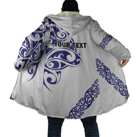 All White Maori Tribal Tattoo Personalised Cloak Dark Blue Polynesian Style - Polynesian Pride