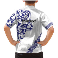 All White Maori Tribal Tattoo Personalised Family Matching Mermaid Dress and Hawaiian Shirt Dark Blue Polynesian Style - Polynesian Pride