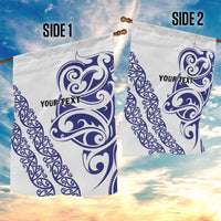 All White Maori Tribal Tattoo Personalised Garden Flag Dark Blue Polynesian Style - Polynesian Pride