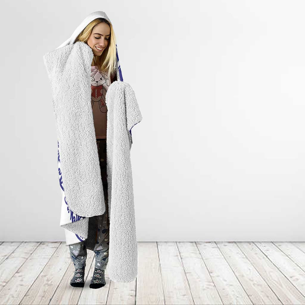 All White Maori Tribal Tattoo Personalised Hooded Blanket Dark Blue Polynesian Style - Polynesian Pride