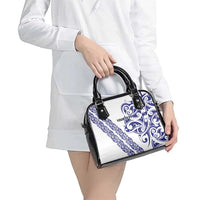 All White Maori Tribal Tattoo Personalised Shoulder Handbag Dark Blue Polynesian Style - Polynesian Pride