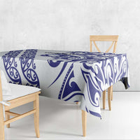 All White Maori Tribal Tattoo Personalised Tablecloth Dark Blue Polynesian Style - Polynesian Pride