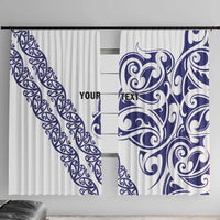 All White Maori Tribal Tattoo Personalised Window Curtain Dark Blue Polynesian Style - Polynesian Pride
