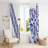 All White Maori Tribal Tattoo Personalised Window Curtain Dark Blue Polynesian Style - Polynesian Pride