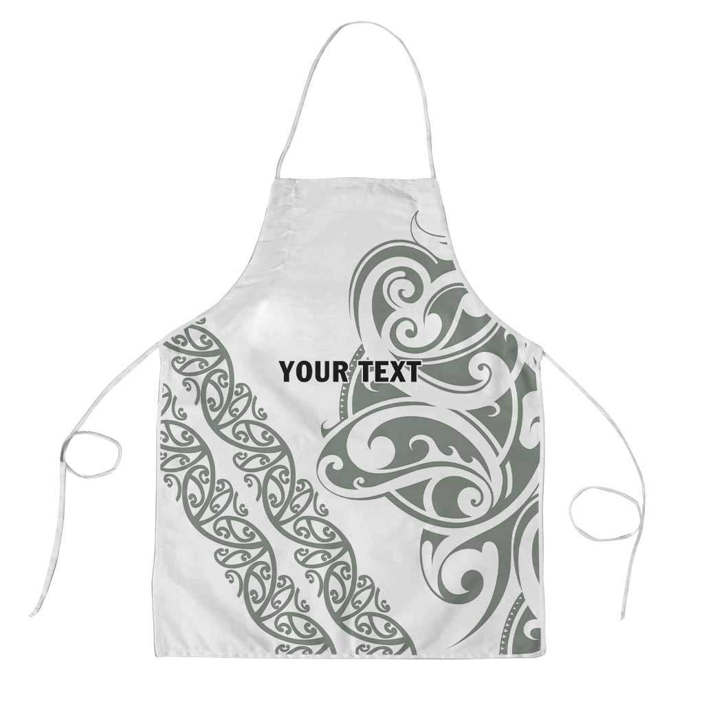 All White Maori Tribal Tattoo Personalised Apron Moss Green Polynesian Style - Polynesian Pride
