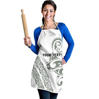 All White Maori Tribal Tattoo Personalised Apron Moss Green Polynesian Style - Polynesian Pride