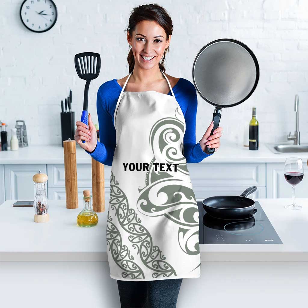 All White Maori Tribal Tattoo Personalised Apron Moss Green Polynesian Style - Polynesian Pride