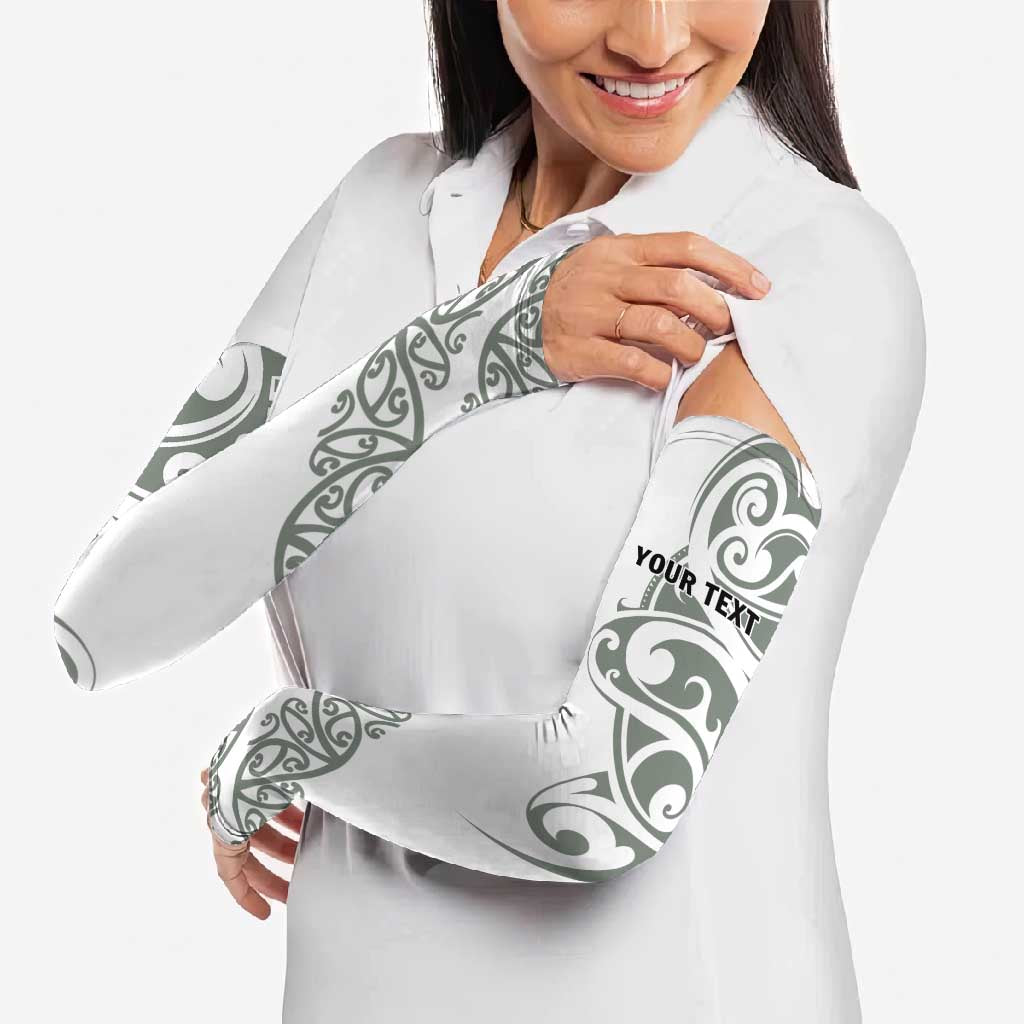 All White Maori Tribal Tattoo Personalised Arm Sleeves Moss Green Polynesian Style - Polynesian Pride