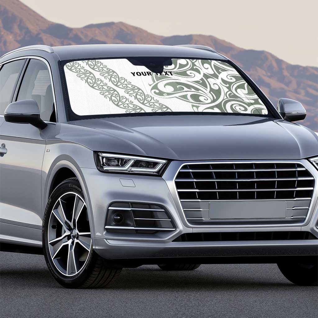 All White Maori Tribal Tattoo Personalised Auto Sun Shade Moss Green Polynesian Style - Polynesian Pride