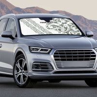 All White Maori Tribal Tattoo Personalised Auto Sun Shade Moss Green Polynesian Style - Polynesian Pride