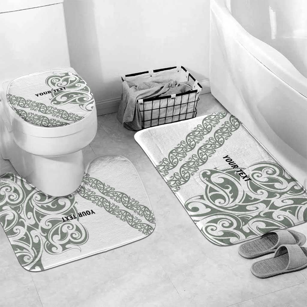 All White Maori Tribal Tattoo Personalised Bathroom Set Moss Green Polynesian Style - Polynesian Pride
