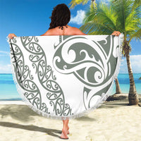 All White Maori Tribal Tattoo Personalised Beach Blanket Moss Green Polynesian Style - Polynesian Pride