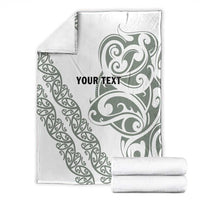 All White Maori Tribal Tattoo Personalised Blanket Moss Green Polynesian Style - Polynesian Pride