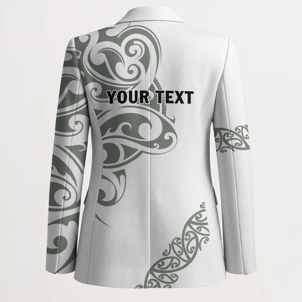 All White Maori Tribal Tattoo Personalised Blazer Moss Green Polynesian Style - Polynesian Pride