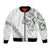 All White Maori Tribal Tattoo Personalised Bomber Jacket Moss Green Polynesian Style - Polynesian Pride
