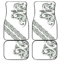 All White Maori Tribal Tattoo Personalised Car Mats Moss Green Polynesian Style - Polynesian Pride