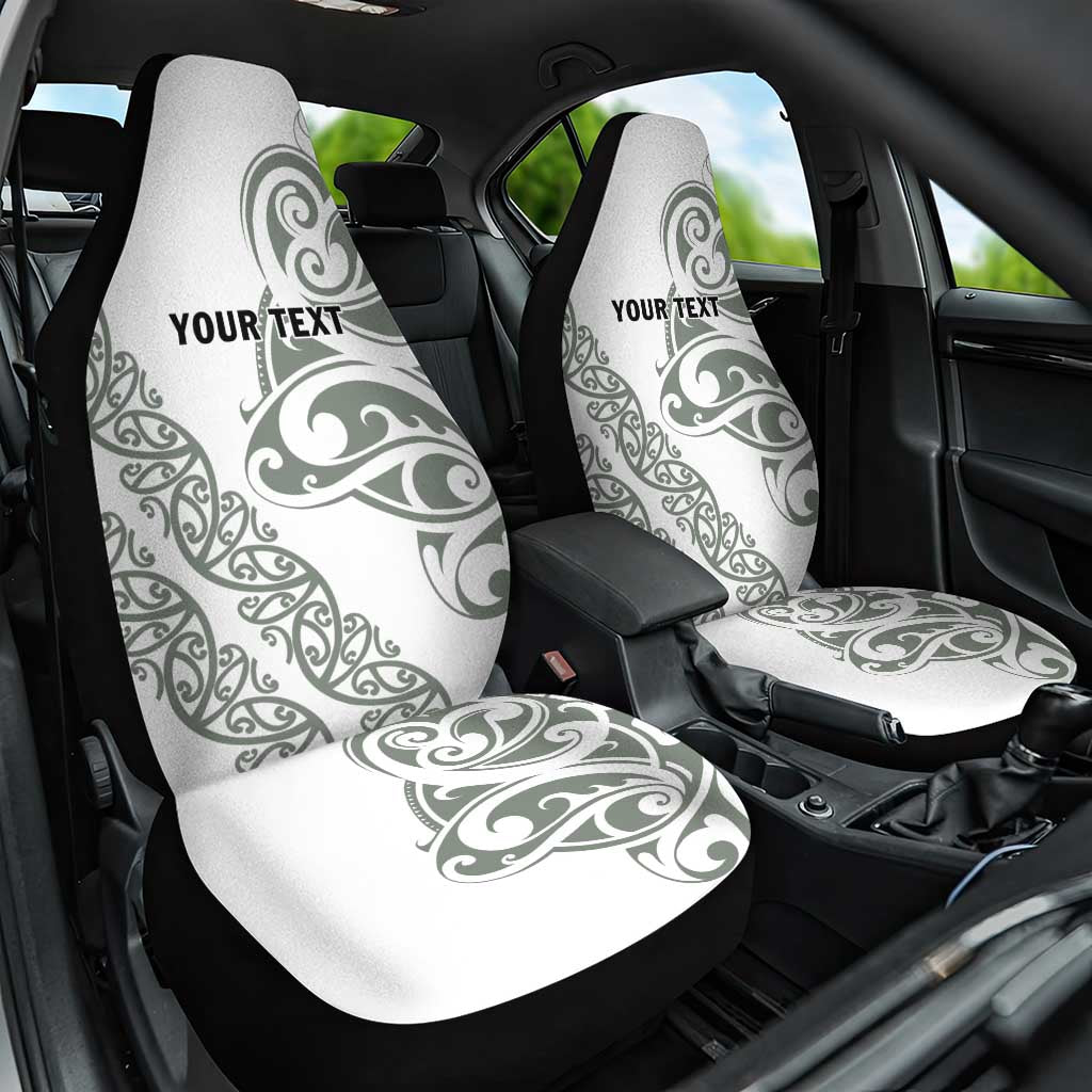 All White Maori Tribal Tattoo Personalised Car Seat Cover Moss Green Polynesian Style - Polynesian Pride