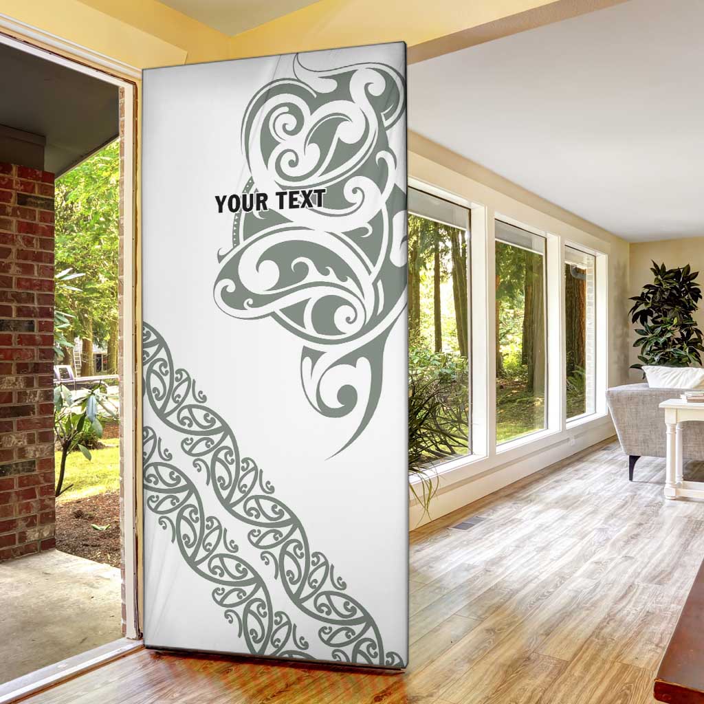 All White Maori Tribal Tattoo Personalised Door Cover Moss Green Polynesian Style - Polynesian Pride