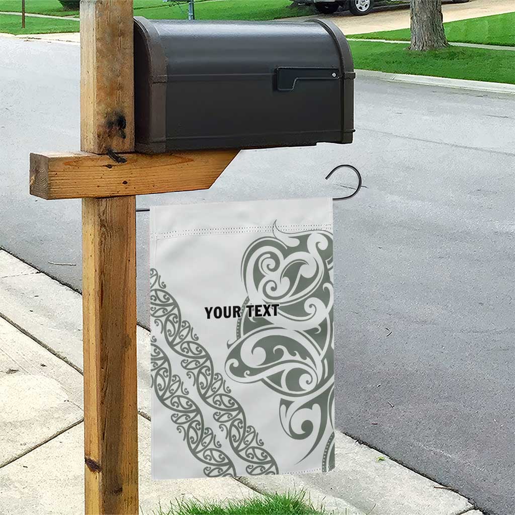All White Maori Tribal Tattoo Personalised Garden Flag Moss Green Polynesian Style - Polynesian Pride