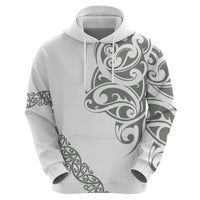 All White Maori Tribal Tattoo Personalised Hoodie Moss Green Polynesian Style - Polynesian Pride