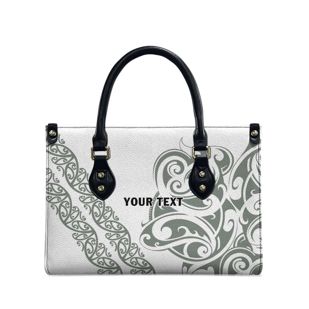 All White Maori Tribal Tattoo Personalised Leather Bag Moss Green Polynesian Style - Polynesian Pride