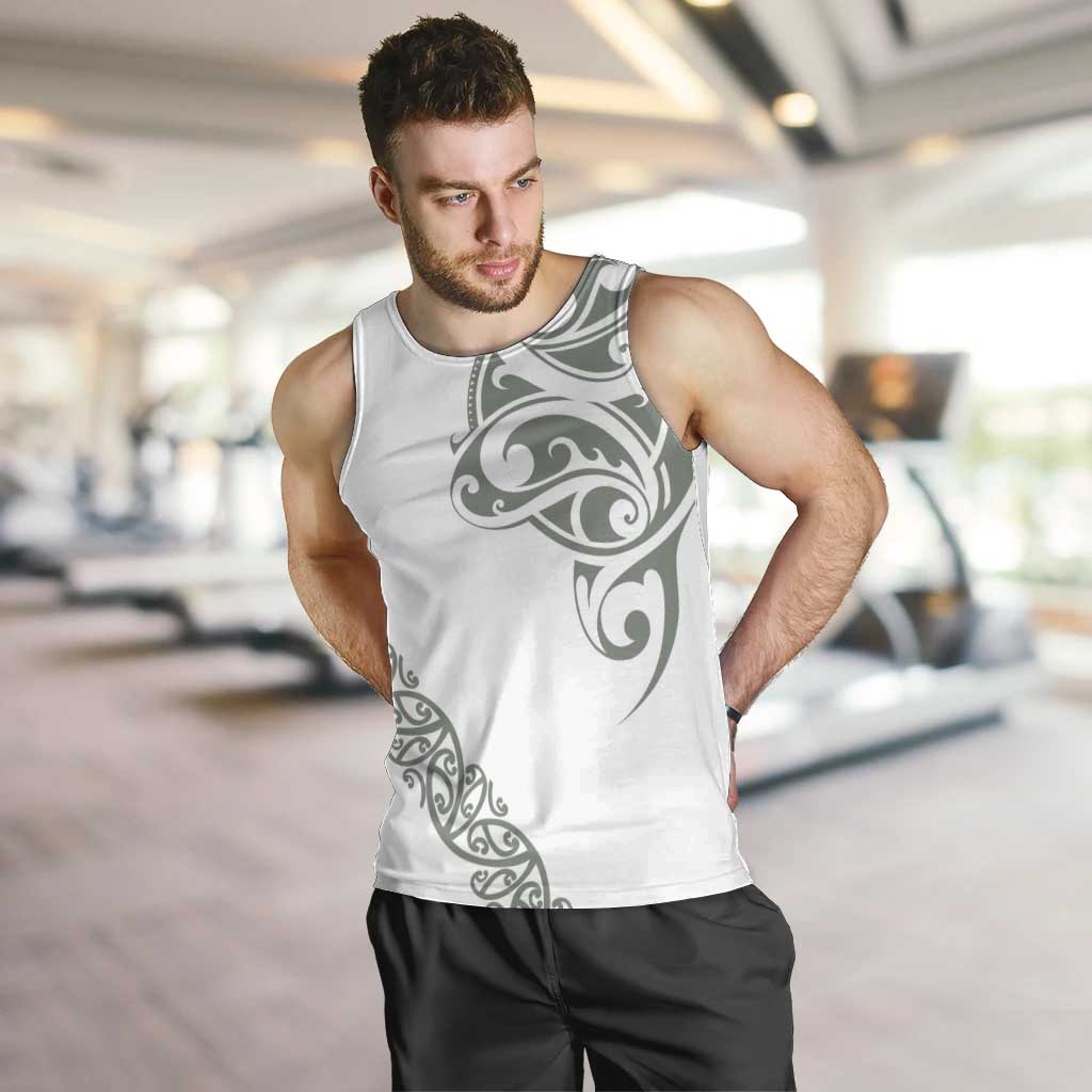 All White Maori Tribal Tattoo Personalised Men Tank Top Moss Green Polynesian Style - Polynesian Pride