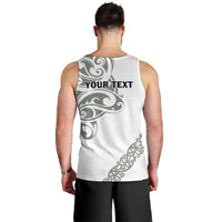 All White Maori Tribal Tattoo Personalised Men Tank Top Moss Green Polynesian Style - Polynesian Pride