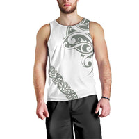 All White Maori Tribal Tattoo Personalised Men Tank Top Moss Green Polynesian Style - Polynesian Pride