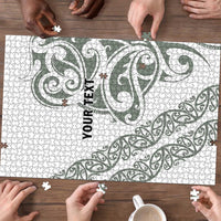 All White Maori Tribal Tattoo Personalised Puzzle Moss Green Polynesian Style - Polynesian Pride