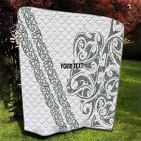 All White Maori Tribal Tattoo Personalised Quilt Moss Green Polynesian Style - Polynesian Pride