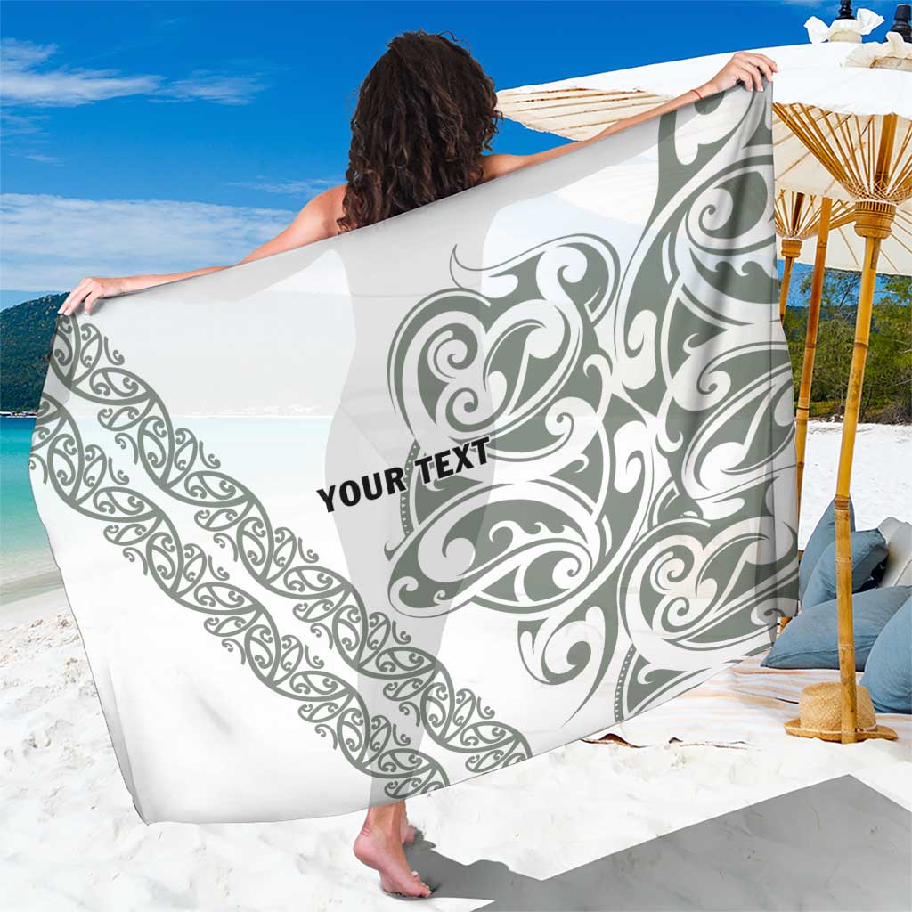 All White Maori Tribal Tattoo Personalised Sarong Moss Green Polynesian Style - Polynesian Pride