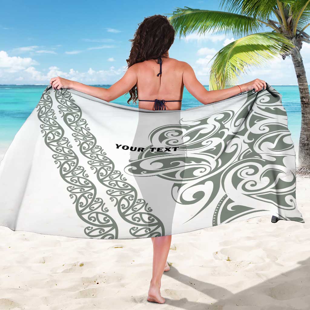 All White Maori Tribal Tattoo Personalised Sarong Moss Green Polynesian Style - Polynesian Pride
