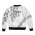 All White Maori Tribal Tattoo Personalised Sleeve Zip Bomber Jacket Moss Green Polynesian Style - Polynesian Pride