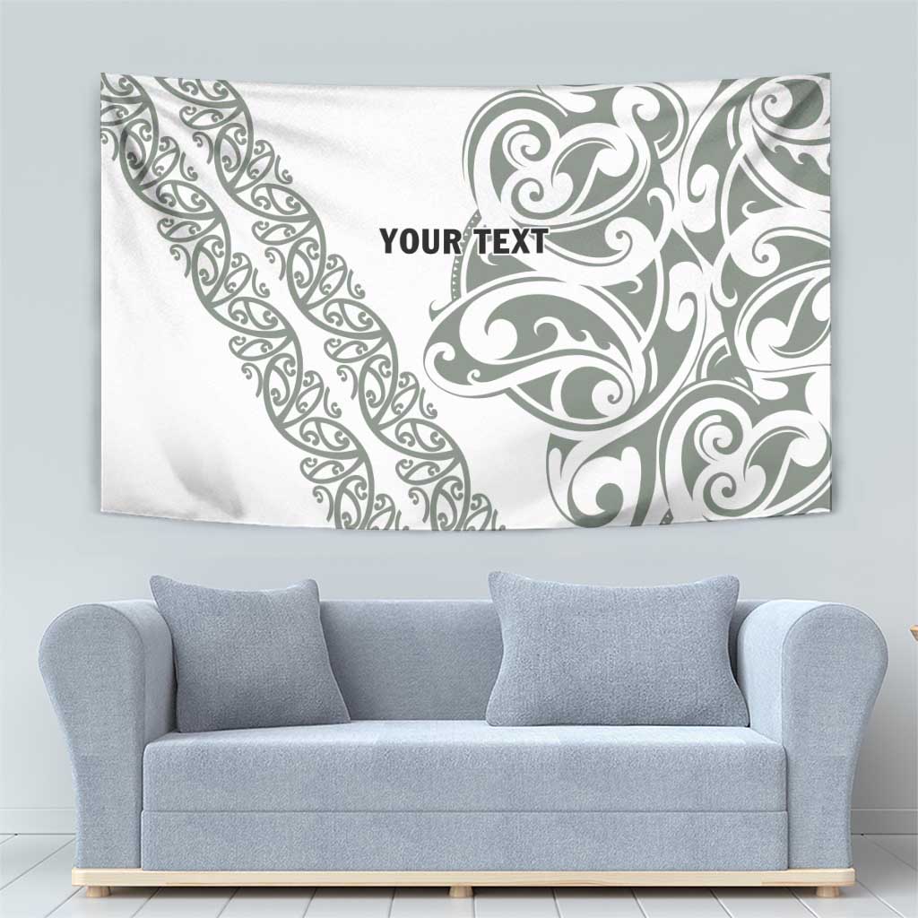 All White Maori Tribal Tattoo Personalised Tapestry Moss Green Polynesian Style - Polynesian Pride