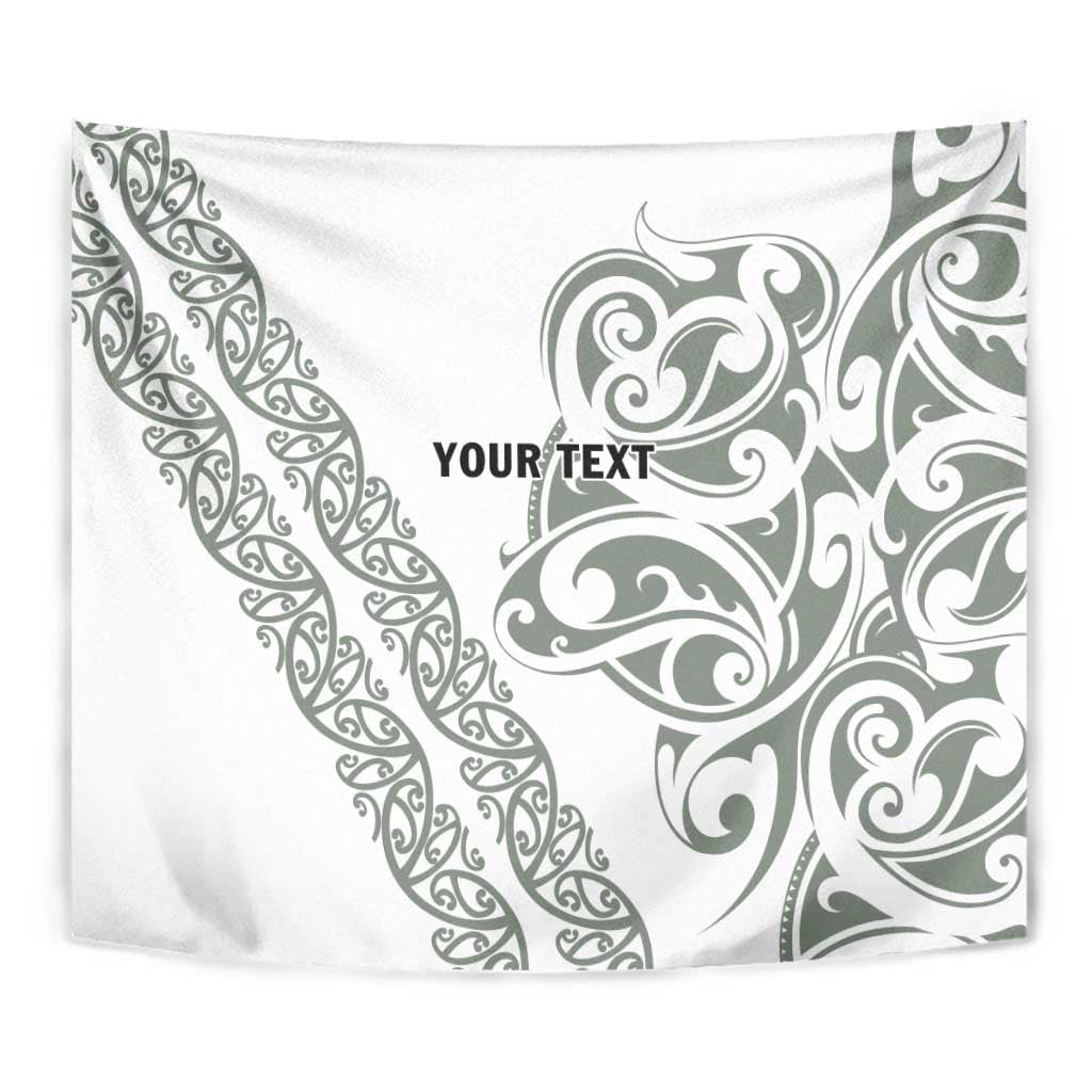 All White Maori Tribal Tattoo Personalised Tapestry Moss Green Polynesian Style - Polynesian Pride