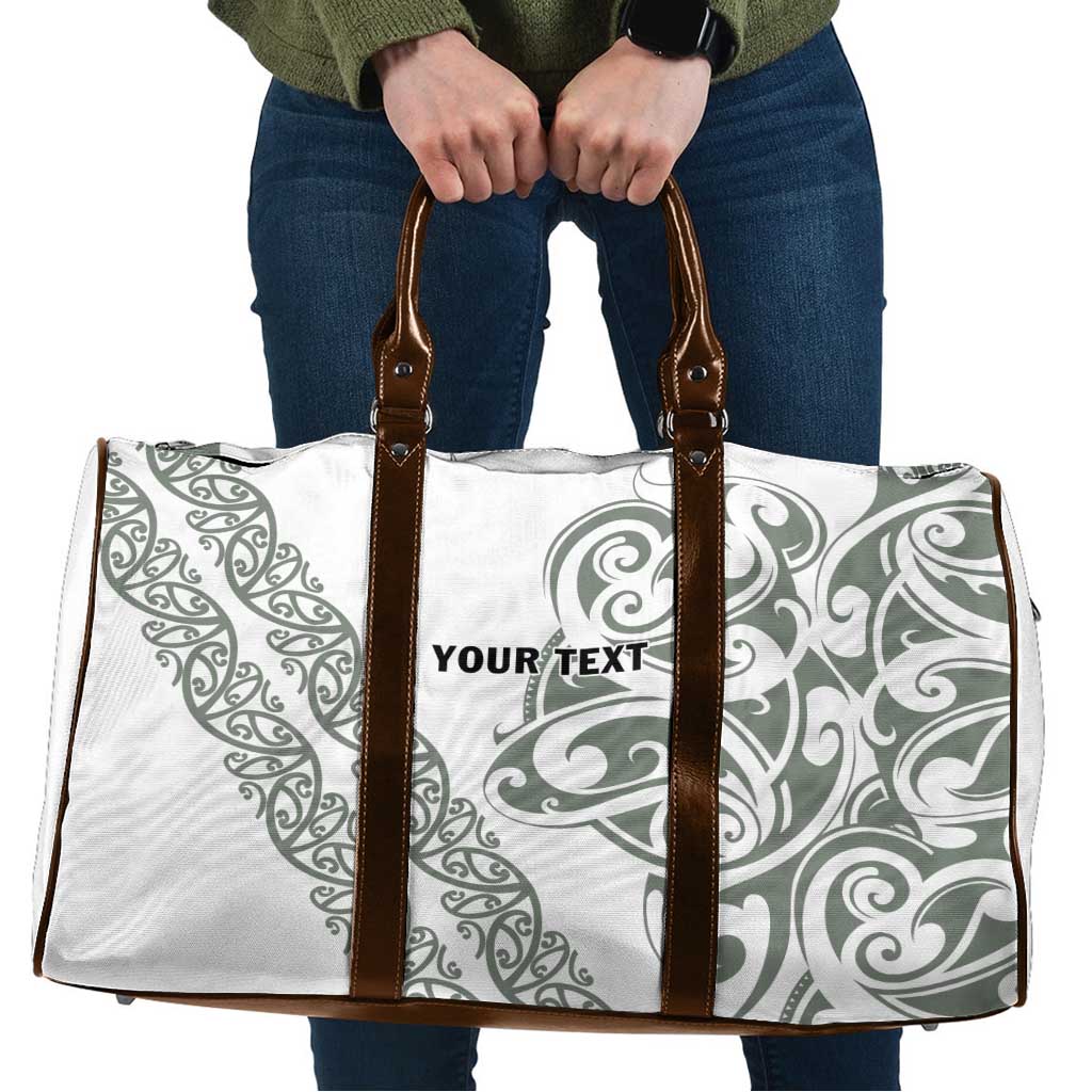 All White Maori Tribal Tattoo Personalised Travel Bag Moss Green Polynesian Style - Polynesian Pride