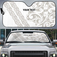 All White Maori Tribal Tattoo Personalised Auto Sun Shade Stone Gray Polynesian Style - Polynesian Pride