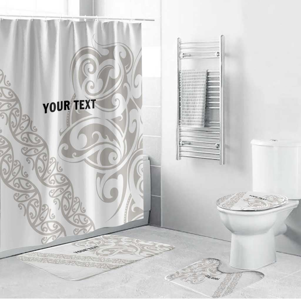 All White Maori Tribal Tattoo Personalised Bathroom Set Stone Gray Polynesian Style - Polynesian Pride