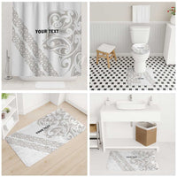 All White Maori Tribal Tattoo Personalised Bathroom Set Stone Gray Polynesian Style - Polynesian Pride