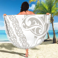 All White Maori Tribal Tattoo Personalised Beach Blanket Stone Gray Polynesian Style - Polynesian Pride