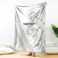 All White Maori Tribal Tattoo Personalised Blanket Stone Gray Polynesian Style - Polynesian Pride
