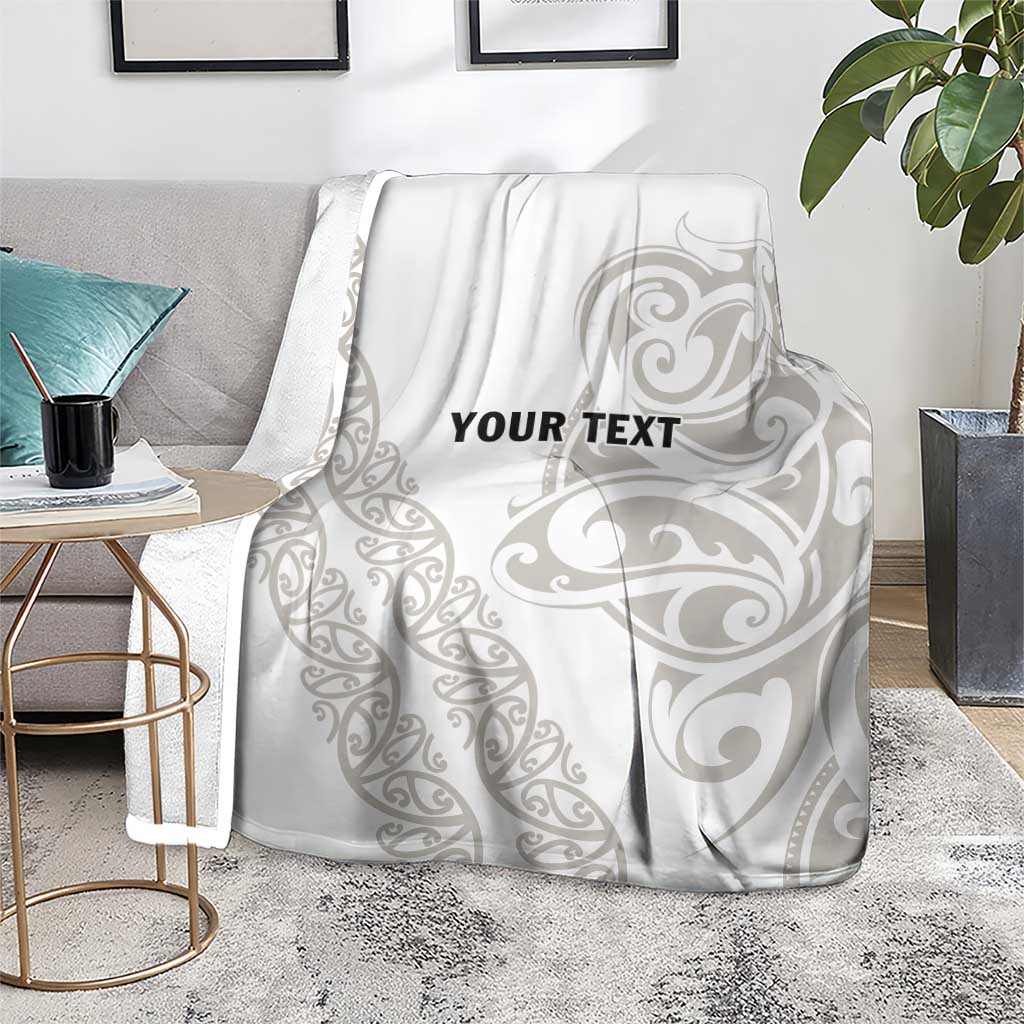 All White Maori Tribal Tattoo Personalised Blanket Stone Gray Polynesian Style - Polynesian Pride