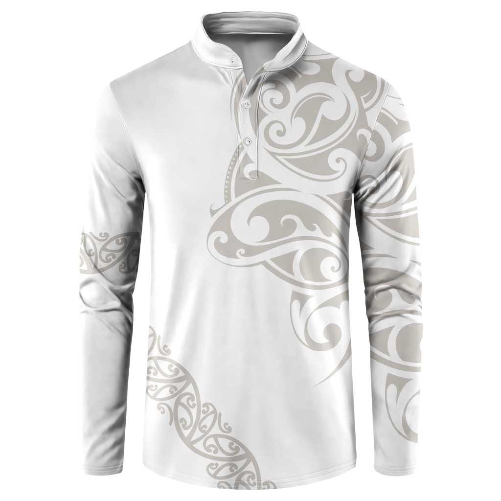 All White Maori Tribal Tattoo Personalised Button Sweatshirt Stone Gray Polynesian Style - Polynesian Pride